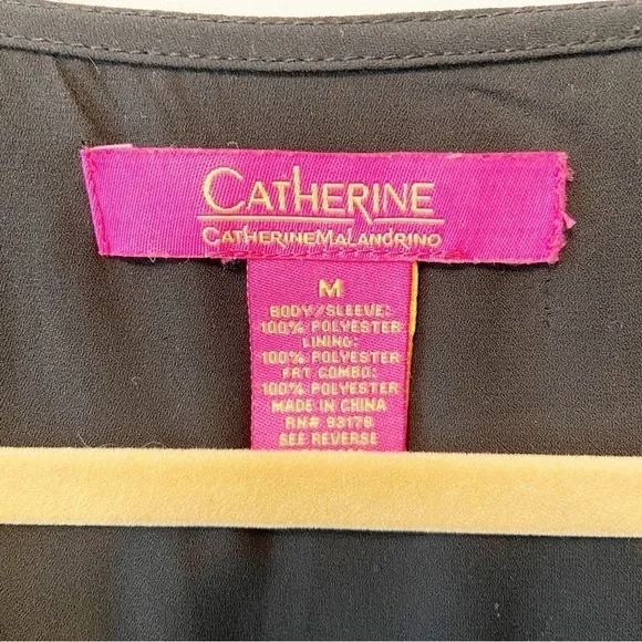 Catherine MaLandrino | Black Sheer Embroidered Bell Sleeve Blouse Size Medium - Picture 4 of 11